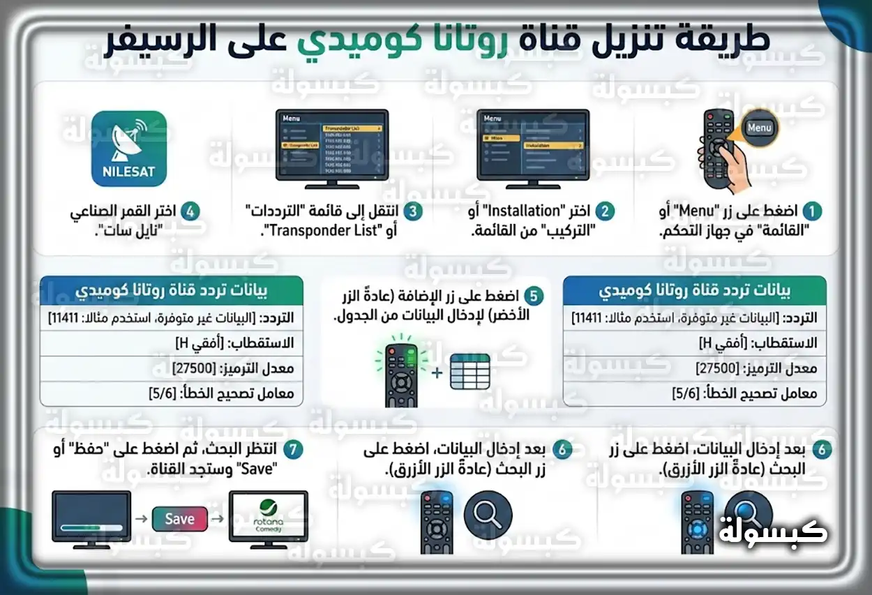 خطوات ضبط تردد روتانا كوميدي