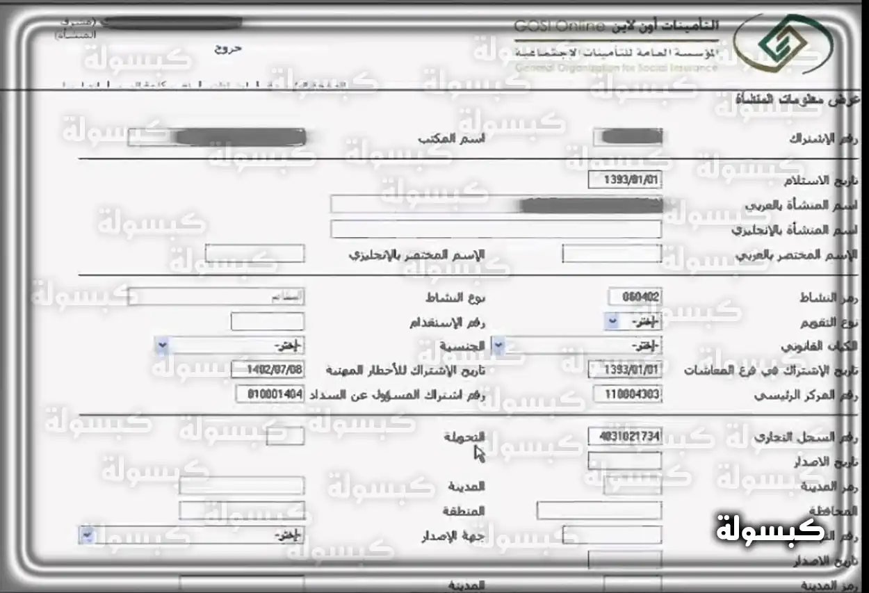 واجهة خدمة الاستعلام عن منشأة برقم السجل