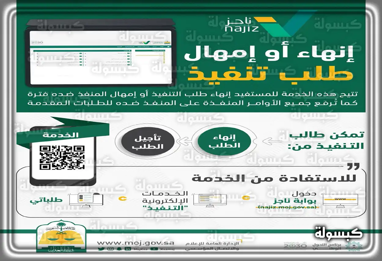 واجهة مستخدم بوابة ناجز لتقديم طلب تنفيذ جديد