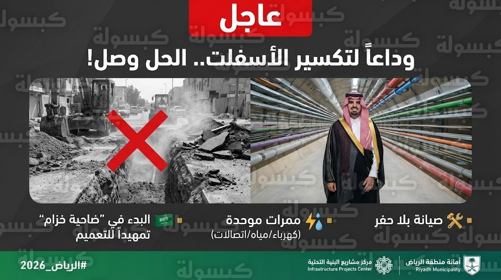 الرياض تودع "تكسير الأسفلت" للأبد: تدشين أول نظام "ممرات ذكية" ينهي كابوس الحفريات المتكررة رسمياً