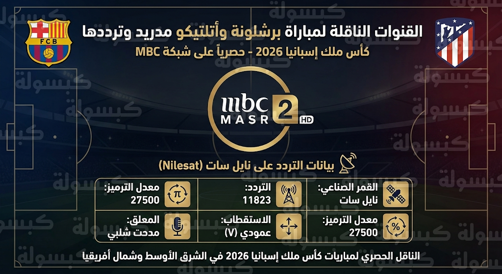 القنوات الناقلة لمباراة برشلونة وأتلتيكو مدريد