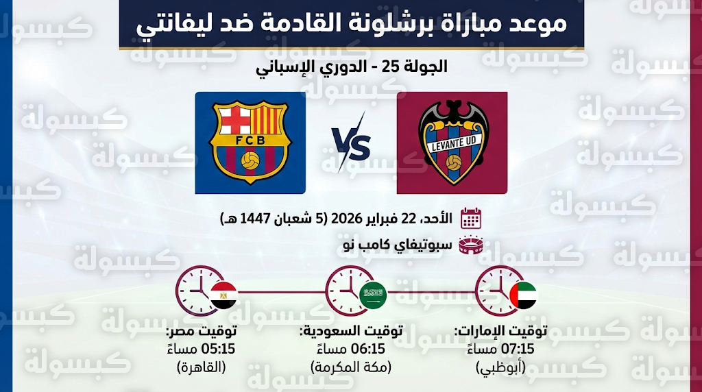 موعد مباراة برشلونة القادمة ضد ليفانتي