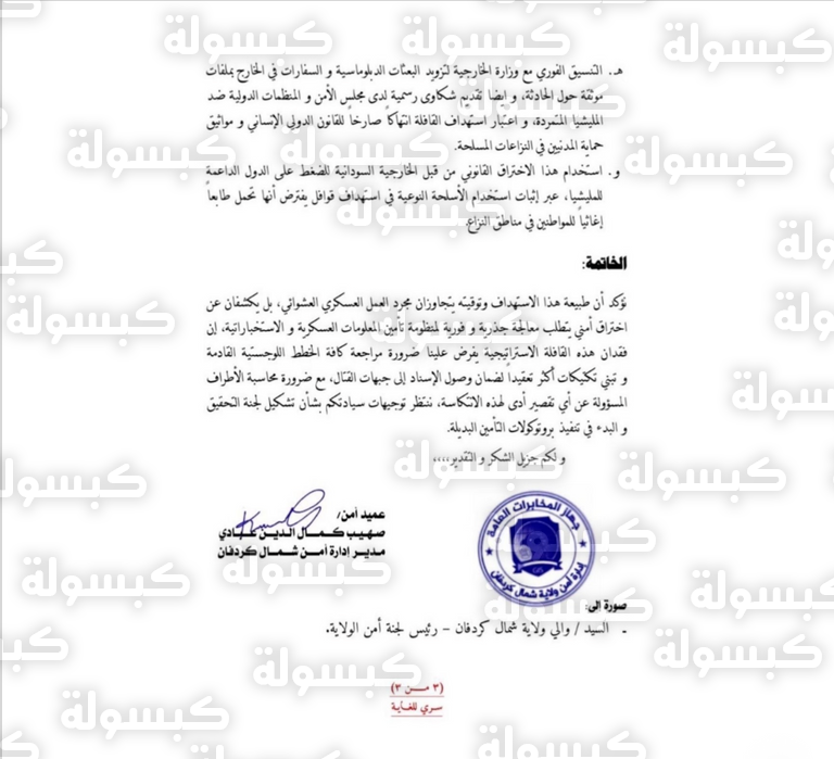 آثار استهداف القافلة في كردفان