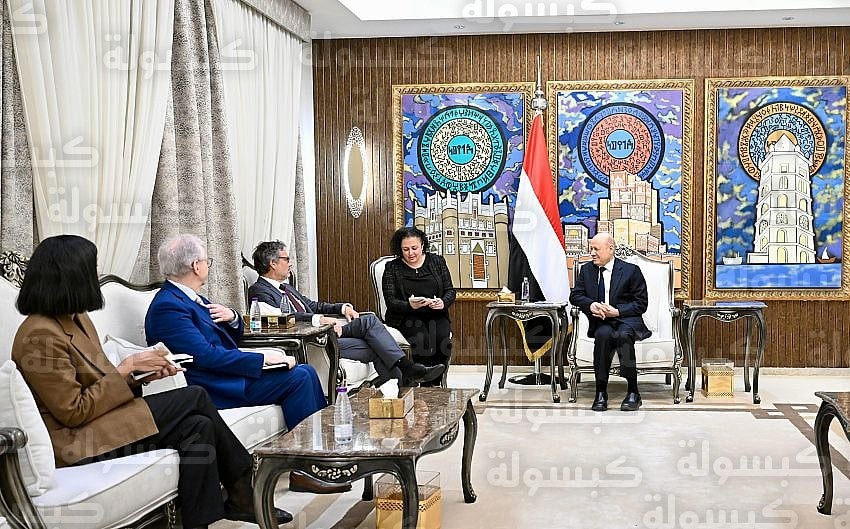 رئيس مجلس القيادة الرئاسي رشاد العليمي خلال لقاء الوفد الألماني 2026