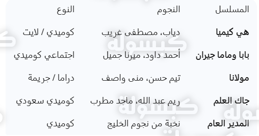 خريطة برامج ومسلسلات رمضان