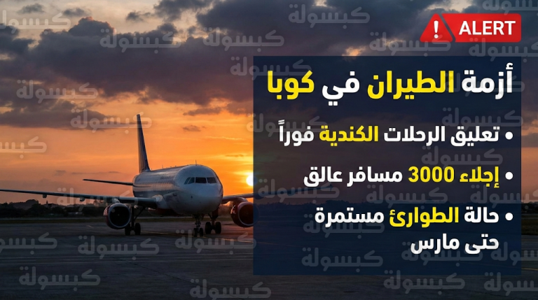 آلاف السياح الكنديين عالقون في كوبا بعد توقف مفاجئ للرحلات الجوية بسبب نقص الوقود