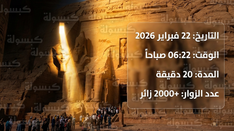 أكثر من 2000 زائر يشهدون تعامد الشمس على تمثال رمسيس الثاني في أسوان تزامناً مع خامس أيام رمضان