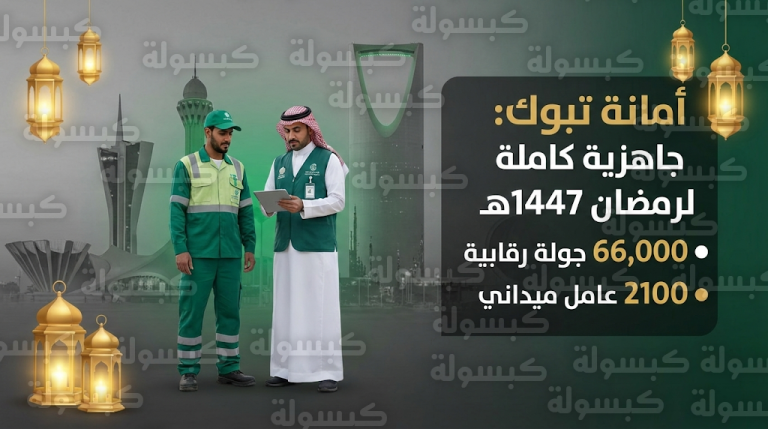 أمانة تبوك تجند 2100 عامل وتستهدف 66 ألف جولة رقابية ضمن خطتها التشغيلية لشهر رمضان