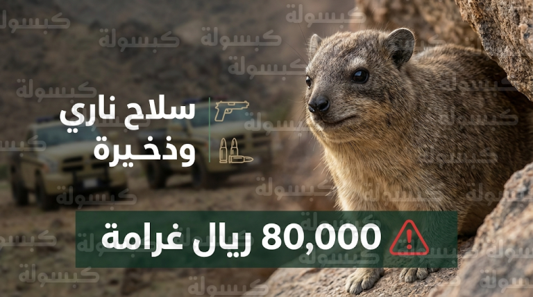 إحالة إسماعيل ونايف العطوي للنيابة العامة بعد ضبطهما بتهمة صيد الوبر الصخري المهدد بالانقراض