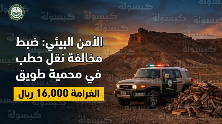 الأمن البيئي يضبط مخالفة نقل حطب محلي في محمية طويق بغرامة 16 ألف ريال للمتر المكعب
