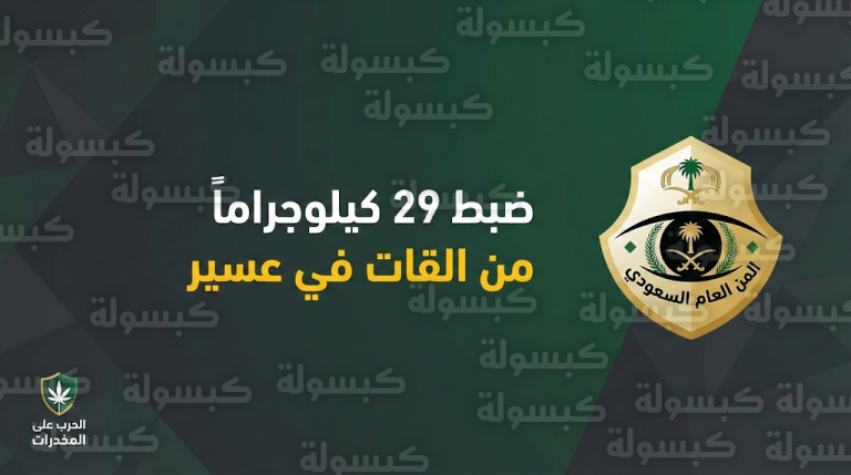 الأمن العام يحبط محاولة ترويج 29 كيلوجراماً من القات في عسير ويحيل المتهم للنيابة العامة