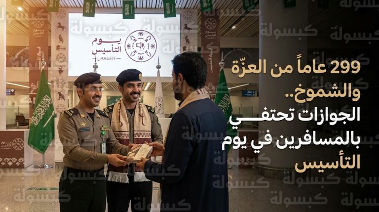 الجوازات السعودية تحتفي بذكرى يوم التأسيس في كافة المنافذ الدولية بمرور 299 عاماً على قيام الدولة
