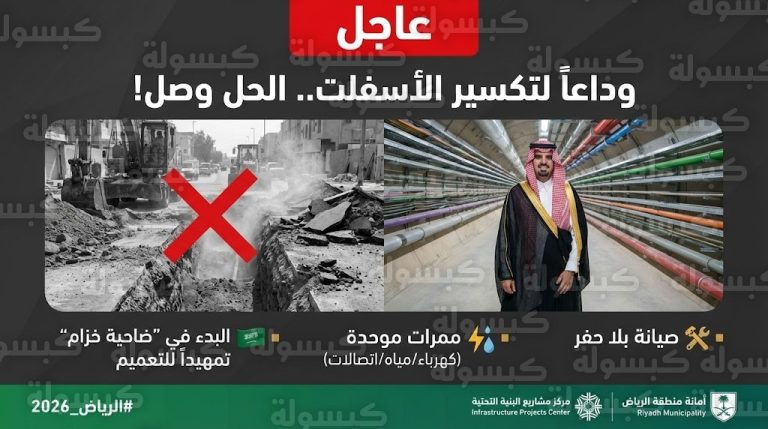 الرياض تودع “تكسير الأسفلت” للأبد: تدشين أول نظام “ممرات ذكية” ينهي كابوس الحفريات المتكررة رسمياً
