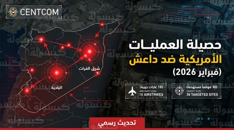 القيادة المركزية الأمريكية تعلن تنفيذ 10 غارات جوية استهدفت 30 موقعاً لتنظيم داعش في سوريا