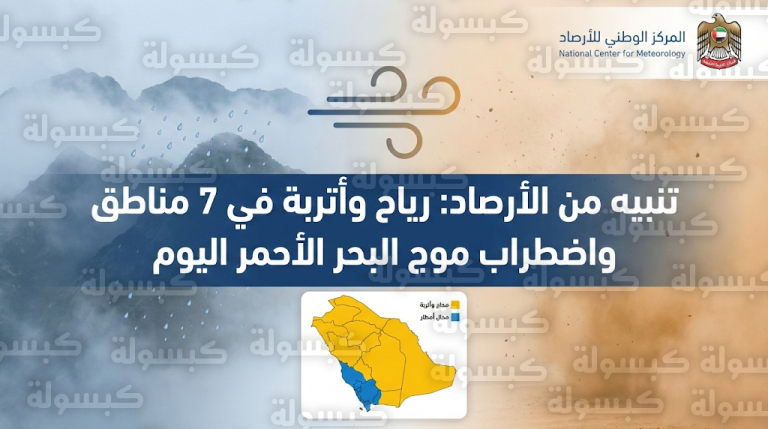 المركز الوطني للأرصاد يحذر من رياح مثيرة للأتربة تحد من الرؤية في 7 مناطق سعودية اليوم السبت