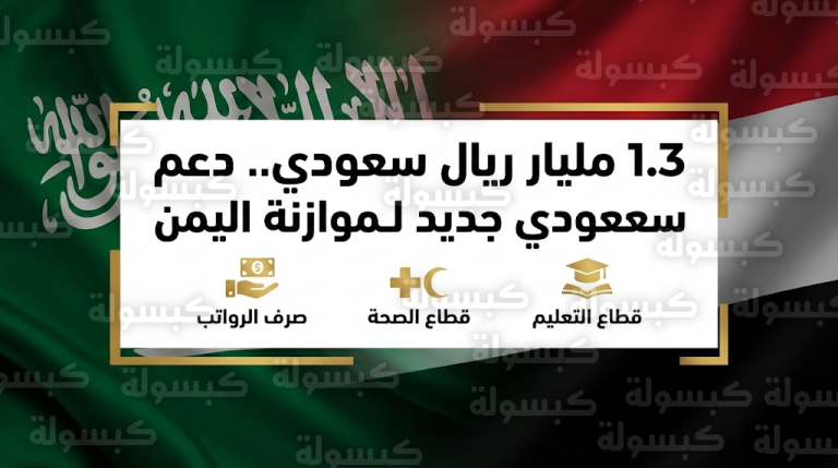 المملكة تعلن تقديم دعم مالي جديد لليمن بقيمة 1.3 مليار ريال لتمويل الموازنة وصرف الرواتب