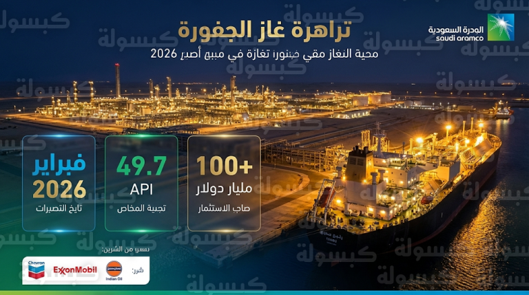 انطلاق صادرات حقل الجافورة في فبراير 2026: شيفرون وإكسون موبيل تقتنصان الشحنات الأولى من المكثفات السعودية