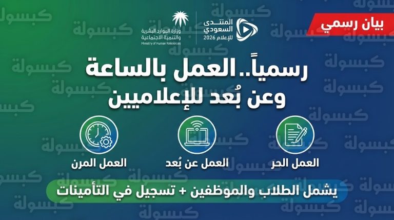 بدء تطبيق نظام “العمل بالساعة” و”عن بُعد” في قطاع الإعلام السعودي.. الموارد البشرية تكشف التفاصيل