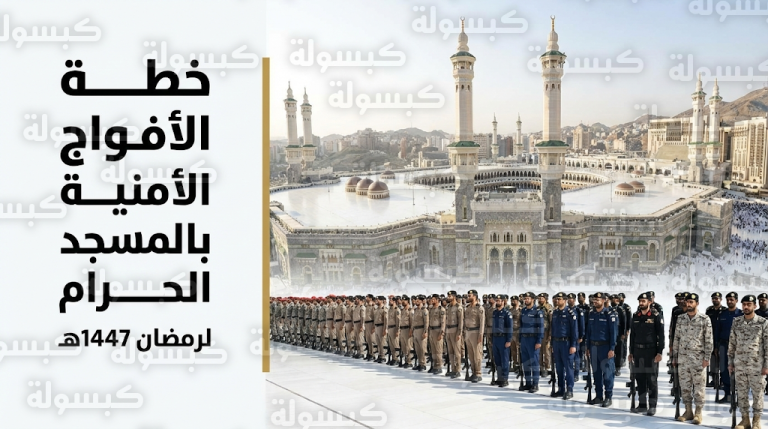 بدء تنفيذ الخطة التشغيلية للأفواج الأمنية لتنظيم الحشود بالمسجد الحرام في رمضان 1447هـ