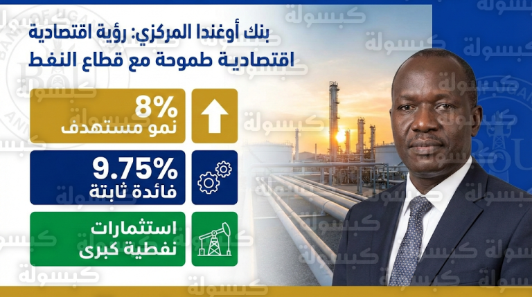 بنك أوغندا المركزي يستهدف تحقيق نمو اقتصادي بنسبة 8% بدعم من قفزة استثمارات النفط