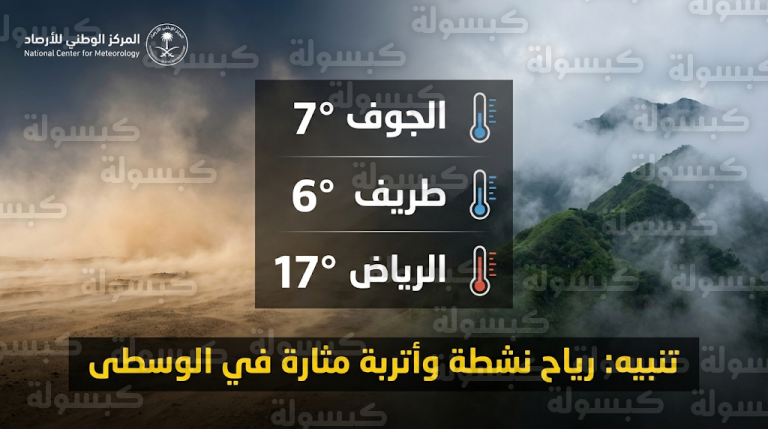 بيان المركز الوطني للأرصاد حول حالة الطقس المتوقعة في مناطق المملكة اليوم الأحد 15-2-2026