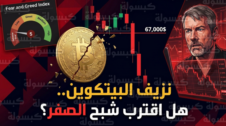 بيتكوين تكسر حاجز 67 ألف دولار وتفقد 47% من قيمتها وسط ذعر جماعي في سوق العملات المشفرة