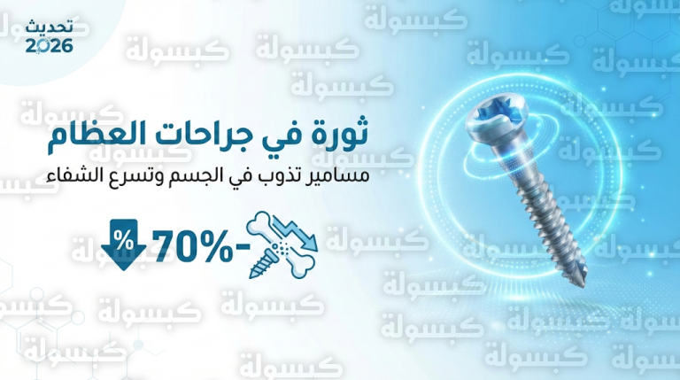 تحديث رسمي يؤكد نجاح تجارب المسامير القابلة للتحلل لتقليل مخاطر جراحات العظام بنسبة 70%