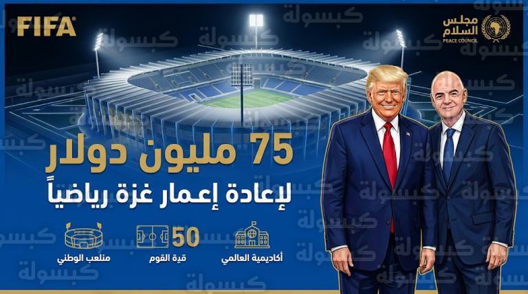 ترامب يعلن قيادة الفيفا لجهود دولية لإعادة إعمار غزة رياضياً عبر بناء استاد وطني و50 منشأة جديدة
