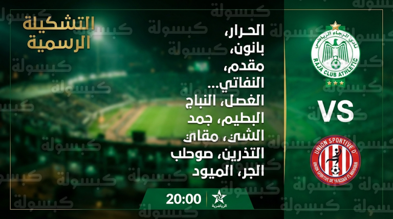 تشكيلة الرجاء الرسمية ضد اتحاد يعقوب المنصور اليوم الجمعة 13-2-2026 في الدوري المغربي