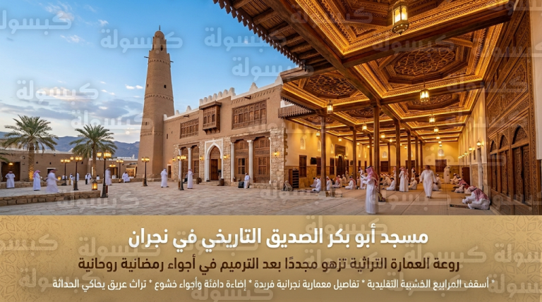 تطوير مسجد أبو بكر الصديق في نجران يضاعف طاقته الاستيعابية ويستحدث مصلى للسيدات لأول مرة في تاريخه