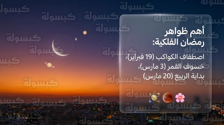 تفاصيل اصطفاف القمر مع الكواكب اليوم الخميس 19 فبراير 2026 في سماء المملكة