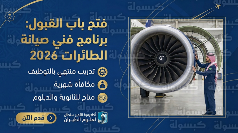 تقديم فني صيانة طائرات 1447 / 2026 : رابط التقديم رسمياً عبر أكاديمية الأمير سلطان لعلوم الطيران