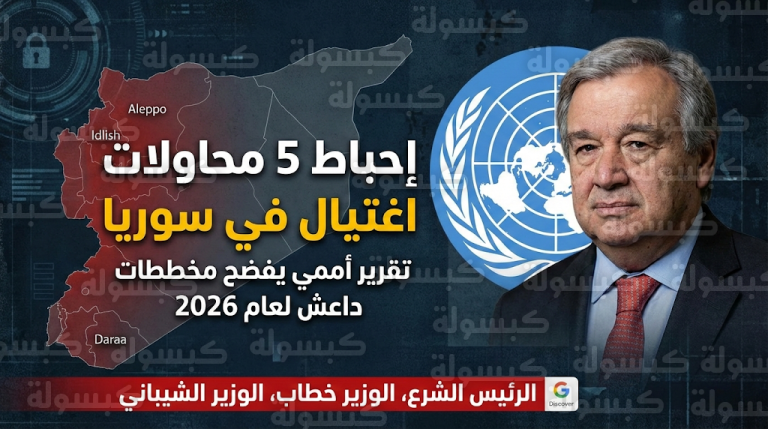 تقرير غوتيريش يكشف إحباط محاولات لاغتيال الرئيس السوري أحمد الشرع في حلب ودرعا مطلع عام 2026