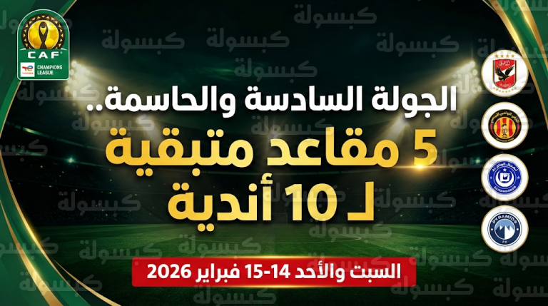 جدول مواعيد مباريات الجولة السادسة في دوري أبطال إفريقيا اليوم السبت 14-2-2026