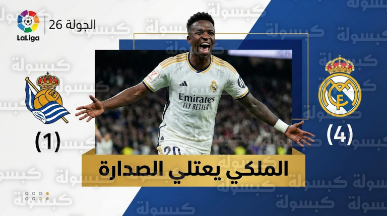 رسمياً.. ريال مدريد يكتسح ريال سوسيداد برباعية ويتصدر “الليجا” وفينيسيوس جونيور رجلاً للمباراة