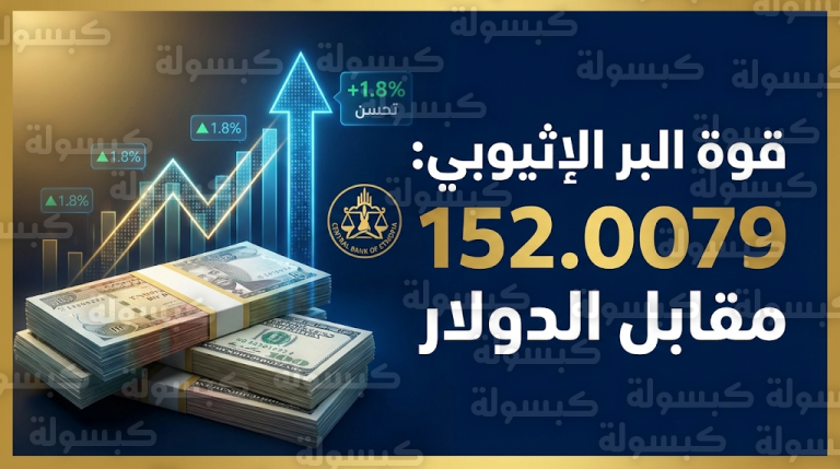 سعر البر الإثيوبي مقابل الدولار اليوم الثلاثاء 24-2-2026 بعد قفزة نوعية في مزاد البنك المركزي