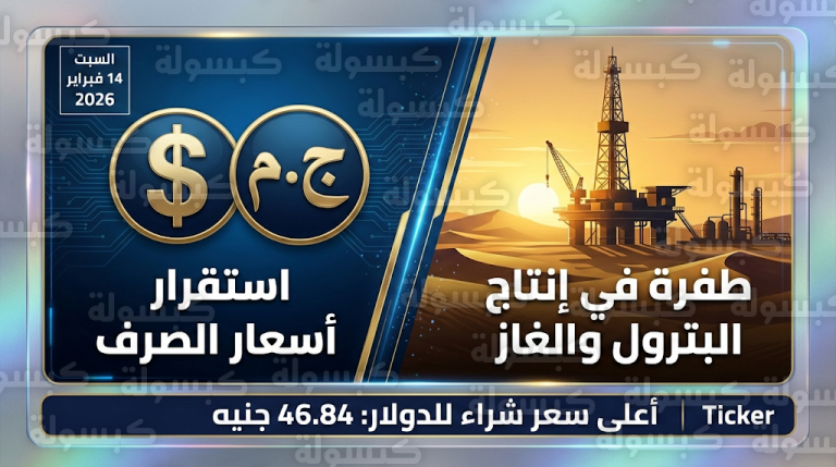 سعر الدولار اليوم في مصر السبت 14-2-2026 وتفاصيل طفرة إنتاج البترول والغاز الجديدة