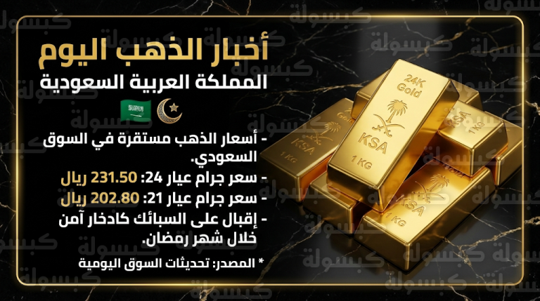 سعر الذهب في السعودية اليوم الجمعة 27-02-2026: استقرار العيارات والسبائك في عاشر أيام رمضان