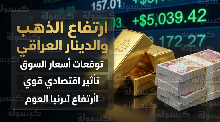 سعر مثقال الذهب اليوم في العراق عيار 21 السبت 21-2-2026: قفزة تاريخية بعد كسر الأوقية حاجز 5000 دولار عالمياً