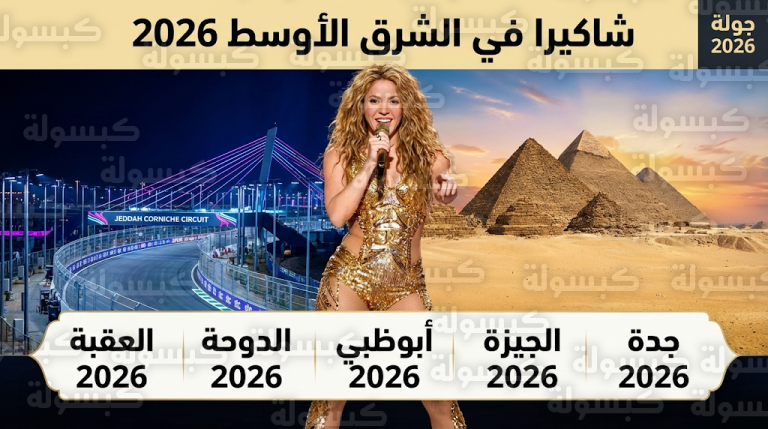 شاكيرا تعلن عودتها التاريخية للغناء في أهرامات الجيزة وتكشف جدول جولتها العربية 2026