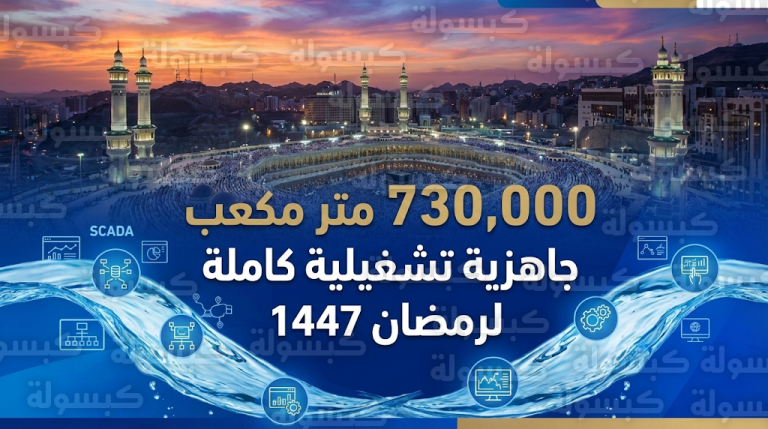 شركة المياه الوطنية تعلن جاهزيتها التشغيلية لرمضان 1447 في مكة المكرمة بضخ 730 ألف متر مكعب يومياً