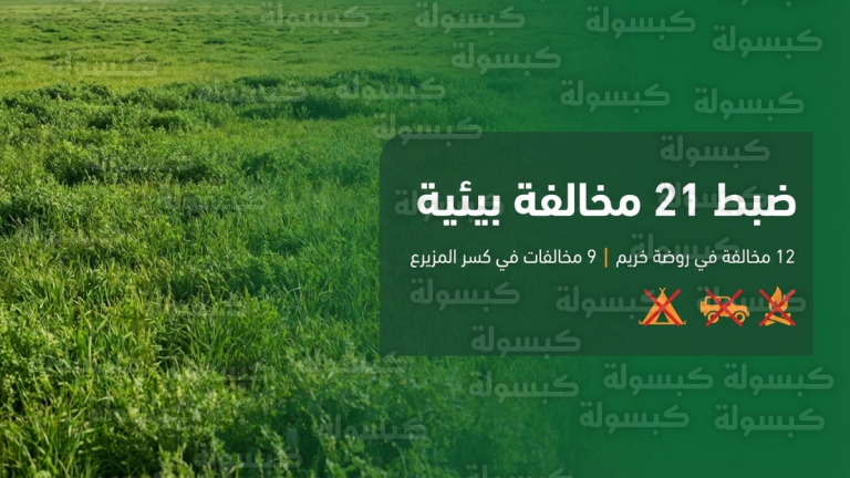 ضبط 21 مخالفة بيئية في روضة خريم وكسر المزيرع وتشديد العقوبات على المتجاوزين