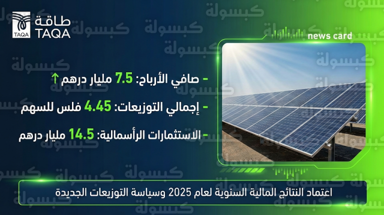 “طاقة” الإماراتية ترفع توزيعات الأرباح وتعتمد سياسة نمو جديدة حتى 2028 بعد قفزة في أرباح 2025