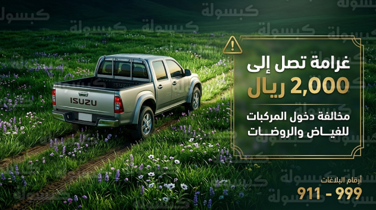 عقوبة دخول المركبات في الفياض والروضات 2026 وقيمة غرامة دهس الغطاء النباتي بعد رصد مخالف بمحمية الملك عبدالعزيز