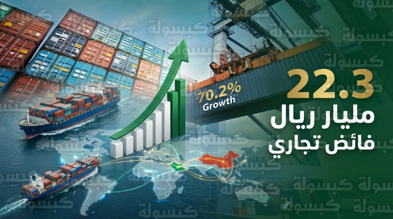 فائض الميزان التجاري للسعودية يقفز بنسبة 70.2% ليصل إلى 22.3 مليار ريال بنهاية نوفمبر 2025