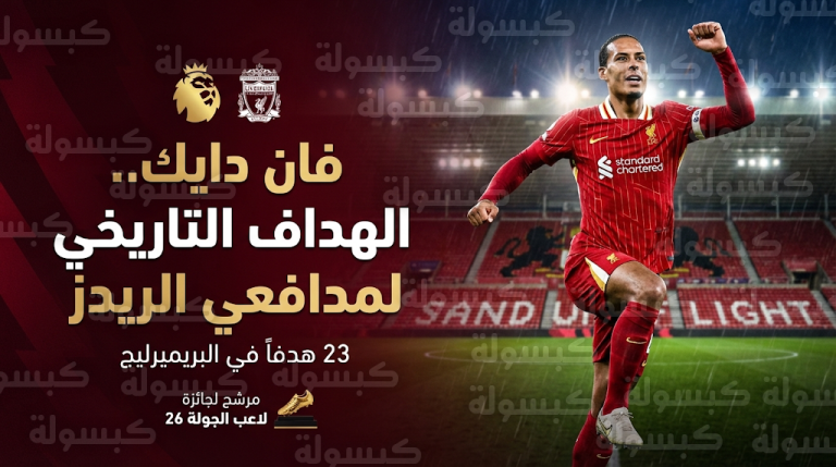فان دايك المدافع الأكثر تسجيلاً في تاريخ ليفربول بالبريميرليج وينافس على جائزة لاعب الجولة 26