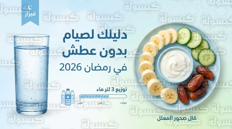 قائمة أفضل أطعمة السحور لمواجهة عطش رمضان 2026 وطريقة توزيع شرب الماء بشكل صحيح