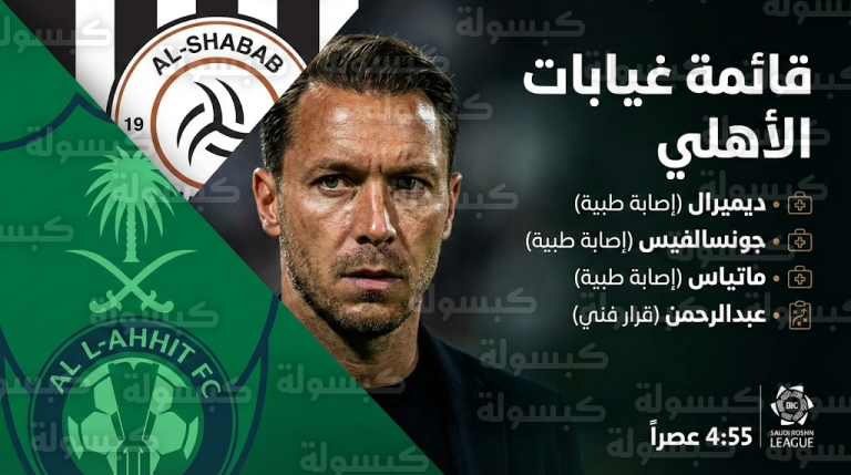 قائمة غيابات الأهلي أمام الشباب الجمعة 13 فبراير 2026: يايسله يستبعد 4 لاعبين لأسباب فنية وطبية