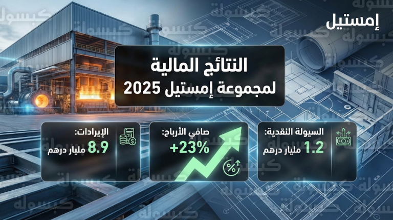 مجموعة إمستيل تسجل قفزة قياسية في مركزها النقدي بنسبة 256% وتحقق أرباحاً صافية بقيمة 481 مليون درهم