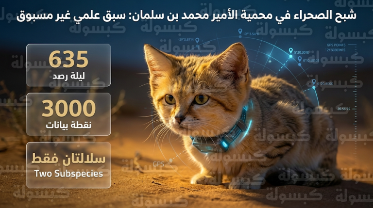 محمية الأمير محمد بن سلمان الملكية تحقق سبقاً عالمياً بتتبع “شبح الصحراء” وتكشف أسراره الجينية